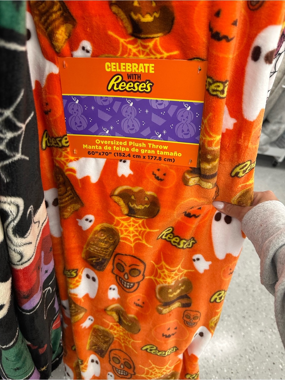 Reese’s Halloween Spooky Candy Ghosts Plush Throw Blanket